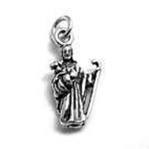 SHEPHERD HOLDING A LAMB CHARM IN 3D. STERLING SILVER